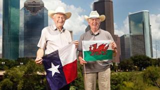 Swansea University vice-chancellor Prof Richard B Davies (left) and chancellor - and former First Minister Rhodri Morgan - (right) in Houston to launch the partnerships