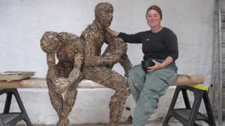 Anna Gillespie with sculpture