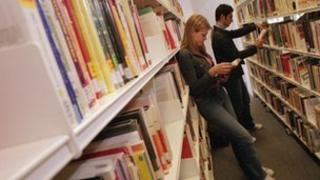 Students in library