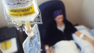 Cancer patient on drip