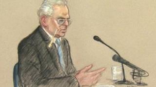 Court artist sketch of Ian Brady. By Julia Quenzler