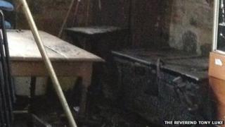 The location of the fire in the vestry