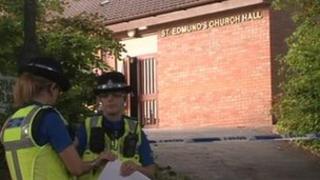 Police outside St Edmund's Church Hall