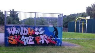 Skate park with police cordon