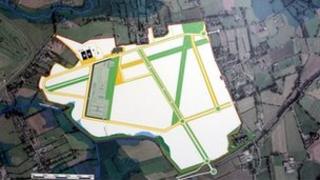 Aerial view of the development of the former Maze prison site