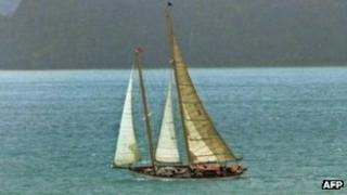 The 21-metre (70-foot) vintage wooden yacht, Nina, built in 1928, sails in a regatta off the New Zealand coast in this file image from January 2012