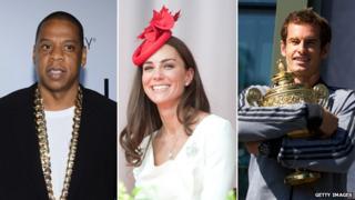 Jay Z, Catherine, Duchess of Cambridge, Andy Murray