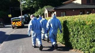 Forensics officers were at the scene on Monday