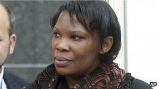 Beatrice Munyenyezi leaves the Federal Court in Concord, NH 12 April 2012