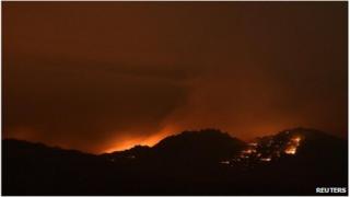 Mountain Fire at night near Palm Springs, California 16 July 2013