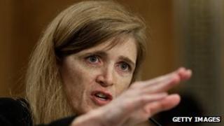 Samantha Power, the nominee to be the US representative to the United Nations, testifies before the Senate Foreign Relations Committee in Washington DC on 17 July 2013