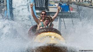 People on water ride in Brighton