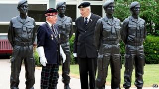 Veterans of the Korean war, Jim Bridges, 83 (left) and Bob Hendry 80 next to County Hall's Armed Forces Memorial