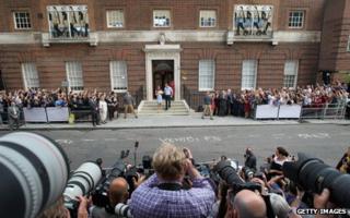 The duke, duchess and new son outside the Lindo Wing