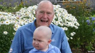 Former US President George H W Bush shows support for Patrick in this 24 July 2013 handout photo from Maine