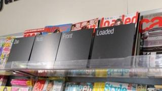 Lads' mags in a Co-op store