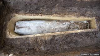 Lead coffin in a stone coffin