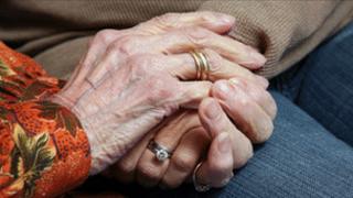 Hands of elderly woman