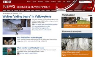 Science website page