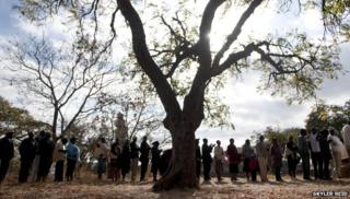 Voters queuing