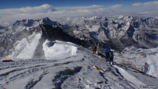 Climbers on Mount Everest