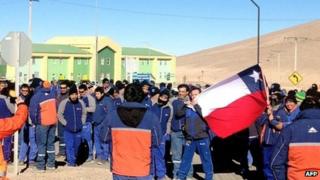 Striking workers at Chile's Escondida mine