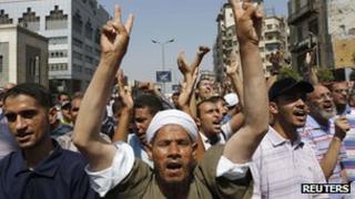 Morsi supporters at rally in Cairo, 16 Aug 13