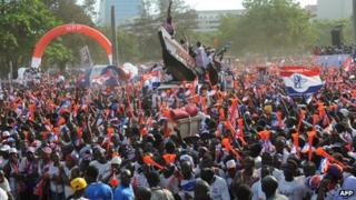 Supporters of Ghana's opposition New Patriotic Party in December 2012