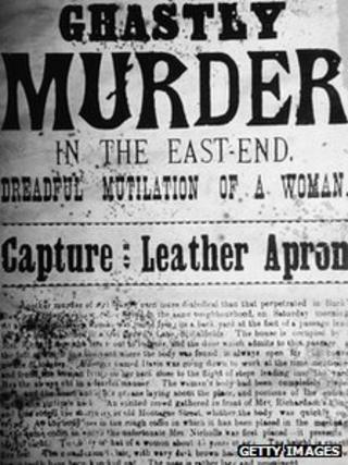 The front page of a newspaper reports on a 'Ghastly Murder in the East-End. Dreadful Mutilation of a Woman,' as part of its coverage of the murders of Jack the Ripper, London, England, September 1888