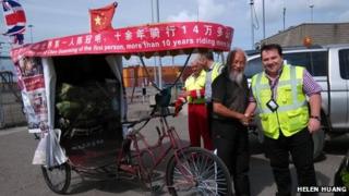 Chen Guanming with staff from ACL at Seaforth Container Terminal, Port of Liverpool
