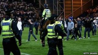PNE v Blackpool pitch invasion