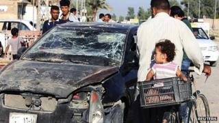 Scene of bomb attack in Baquba. 25 Aug 2013