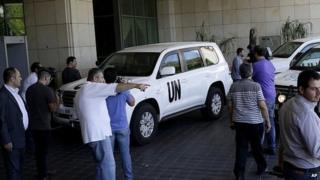 UN disarmament chief Angela Kane arrives at hotel in Damascus. 24 Aug 2013