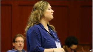 Shellie Zimmerman arrives at court in Sanford, Florida, to attend her husband's trial on 13 July 2013