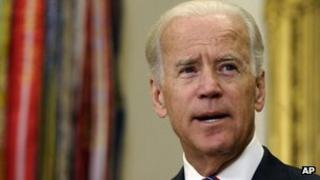 Vice President Biden speaks in the Roosevelt Room of the White House in Washington, 29 August 2013