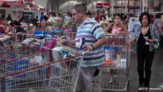 Shoppers in Costco