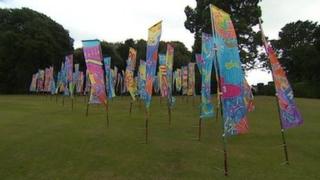Silk banners at Mount Edgcumbe