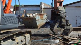 Demolition work at the southern branch of the Royal British Legion in Guernsey