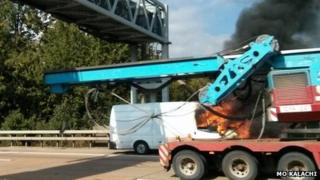 Fire in van on M25