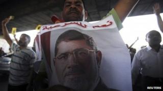 A supporter of Mohammed Morsi at a protest in Maadi, Cairo (3 September 2013)