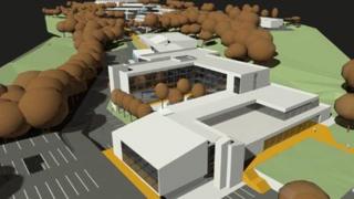 The new campus is at the back of the site in Tycoch