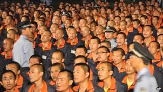 File photo of inmates at a labour camp in Bajing town in Jiangxi province, 27 September 2012.