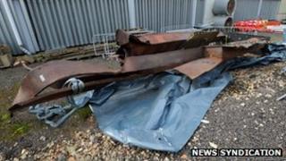 The girder pictured in a Cambridgeshire yard in February