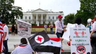 Pro-Syrian protestors outside the White House