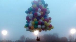 Jonathan Trappe in his helium balloon ship