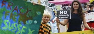 Anti-fracking protesters in Balcombe