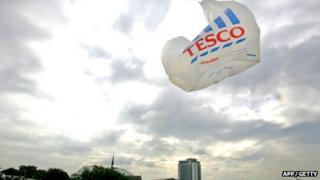 Tesco bag blowing in the wind
