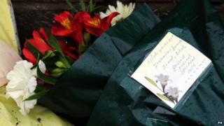Flowers at the scene of the Leicester fire