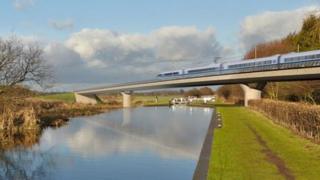 Image of the Birmingham and Fazeley viaduct, part of the proposed route for the HS2 high speed rail scheme
