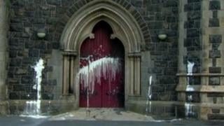 Paint on church